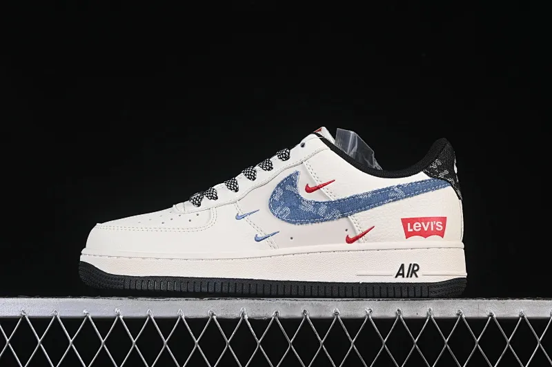 All categories Nk Air Force 1 Air Force series Nk Air Force 1 Low Air Force low-top Nike Air Force 1'07 Low Levi's co-branded beige blue denim four hooks Air Force 1 low-top casual sneakers QW5606-261